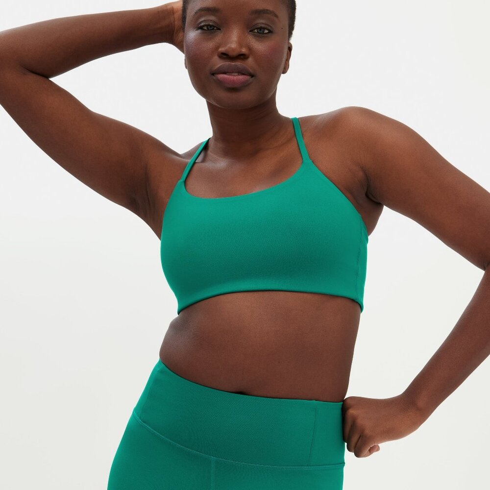 Girlfriend Collective Juliet Strappy Bra, green, size XS